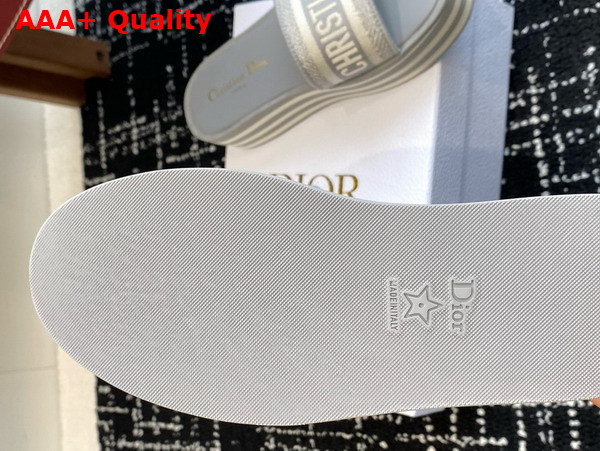 Dior Dway Platform Slide Gray Embroidered Cotton Replica