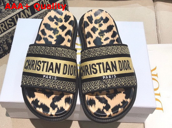 Dior Dway Slide Beige Multicolor Mizza Embroidered Cotton Replica