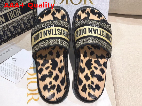 Dior Dway Slide Beige Multicolor Mizza Embroidered Cotton Replica