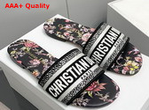 Dior Dway Slide Black Multicolor Embroidered Cotton with Dior Jardin Botanique Motif Replica