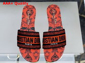 Dior Dway Slide Black and Red Cotton with Dior Bandana Embroidery Replica