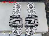 Dior Dway Slide Black and White Cotton with Dior Bandana Embroidery Replica