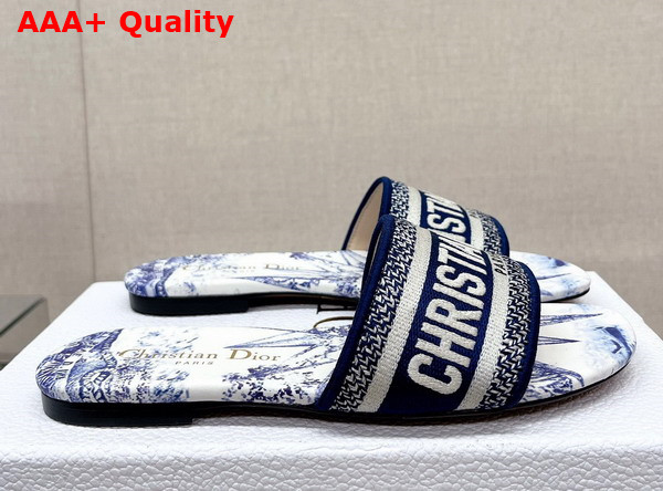 Dior Dway Slide Blue Multicolor Cotton with Reve D Infini Embroidery Replica