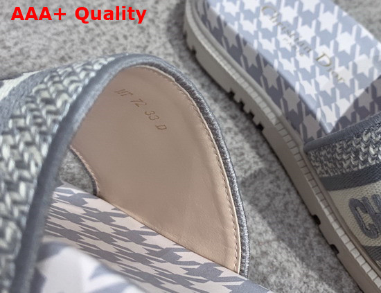 Dior Dway Slide Gray Embroidered Cotton with Micro Houndstooth Motif Replica