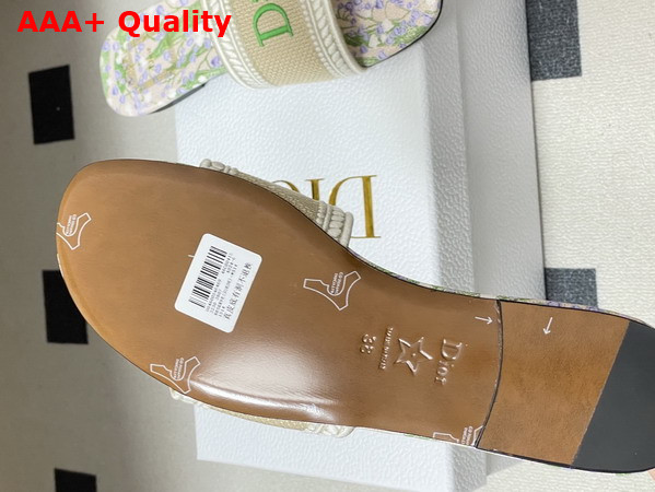Dior Dway Slide Natural Embroidered Cotton and Multicolor Lily of the Valley Motif Replica