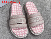 Dior Dway Slide Rose Des Vents Cotton Embroidered with Micro Houndstooth Motif Replica