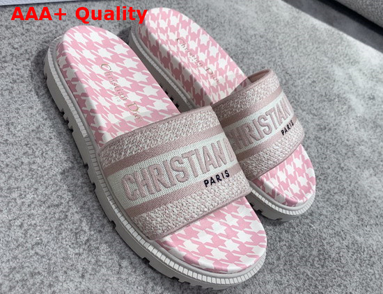 Dior Dway Slide Rose Des Vents Cotton Embroidered with Micro Houndstooth Motif Replica