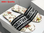 Dior Dway Slide White Multicolor Embroidered Cotton with Dior Jardin Botanique Motif Replica