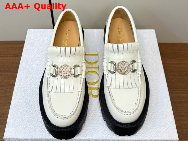 Dior Emblem Loafer in White Brushed Calfskin Replica