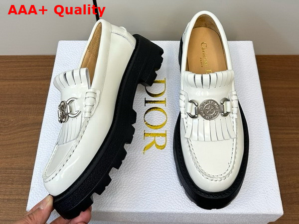 Dior Emblem Loafer in White Brushed Calfskin Replica