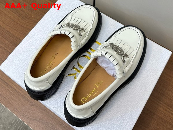 Dior Emblem Loafer in White Brushed Calfskin Replica