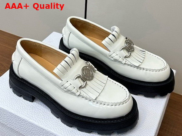 Dior Emblem Loafer in White Brushed Calfskin Replica