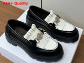 Dior Emblem Loafer in White and Black Brushed Calfskin Replica