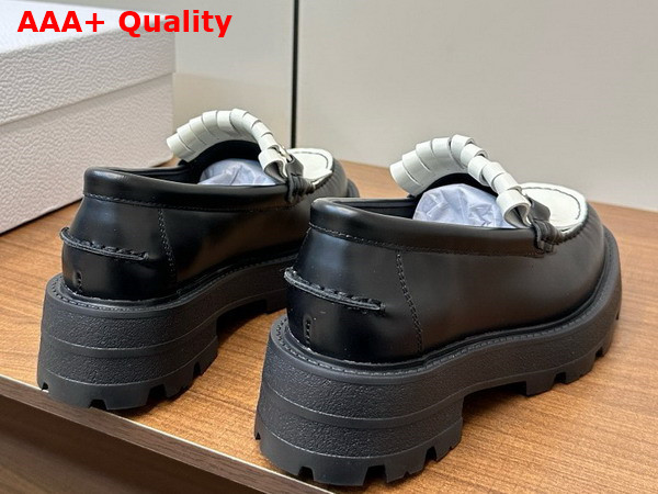 Dior Emblem Loafer in White and Black Brushed Calfskin Replica