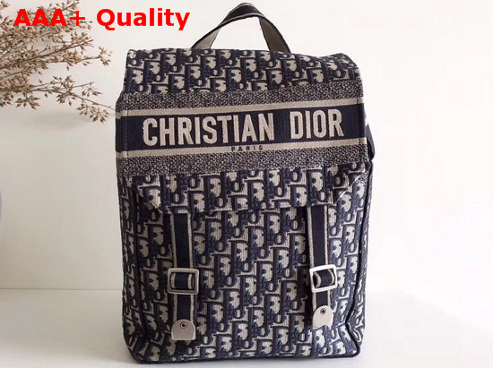 Dior Embroidered Canvas Backpack in Blue Dior Oblique Embroidered Canvas Replica