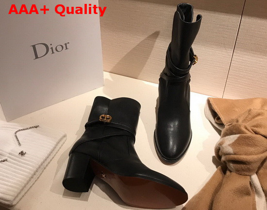 Dior Empreinte Heeled Ankle Boot Black Soft Calfskin Replica