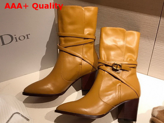 Dior Empreinte Heeled Ankle Boot Ochre Soft Calfskin Replica