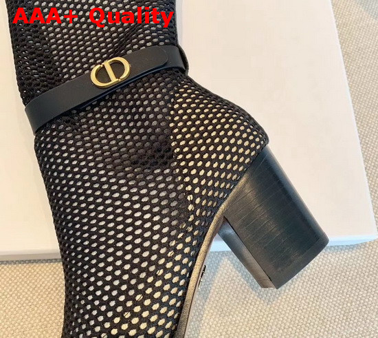 Dior Empreinte Heeled Boot Black Mesh Calfskin Replica