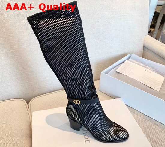 Dior Empreinte Heeled Boot Black Mesh Calfskin Replica