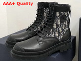 Dior Explorer Ankle Boot Beige and Black Dior Oblique Jacquard and Black Calfskin Replica