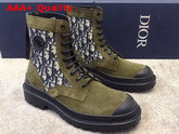 Dior Explorer Ankle Boot Beige and Black Dior Oblique Jacquard and Olive Suede Calfskin Replica
