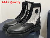 Dior Explorer Ankle Boot Beige and Gray Dior Oblique Jacquard and Black Calfskin Replica