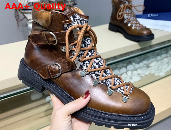 Dior Explorer II Laced and Buckled Ankle Boot in Brown Replica