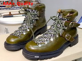 Dior Explorer II Laced and Buckled Ankle Boot in Khaki Polished Calfskin Replica
