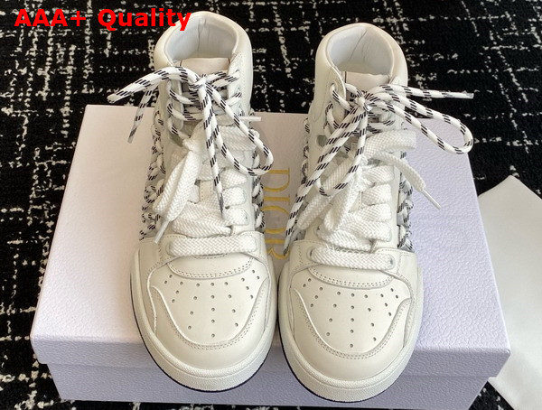 Dior First High Top Sneaker in White Calfskin and Two Tone Lace Replica
