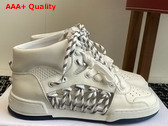 Dior First High Top Sneaker in White Calfskin and Two Tone Lace Replica