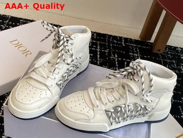 Dior First High Top Sneaker in White Calfskin and Two Tone Lace Replica