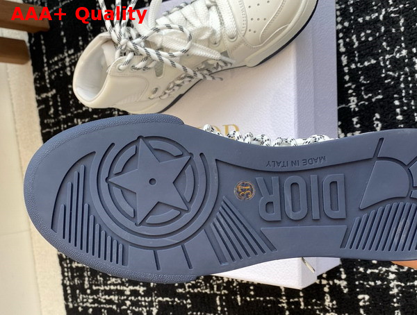 Dior First High Top Sneaker in White Calfskin and Two Tone Lace Replica