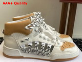 Dior First High Top Sneaker in White and Natural Calfskin with Two Tone Lace Replica