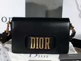 Dior Flap Bag with Slot Handclasp in Black Calfskin Aged Gold Tone Metal For Sale