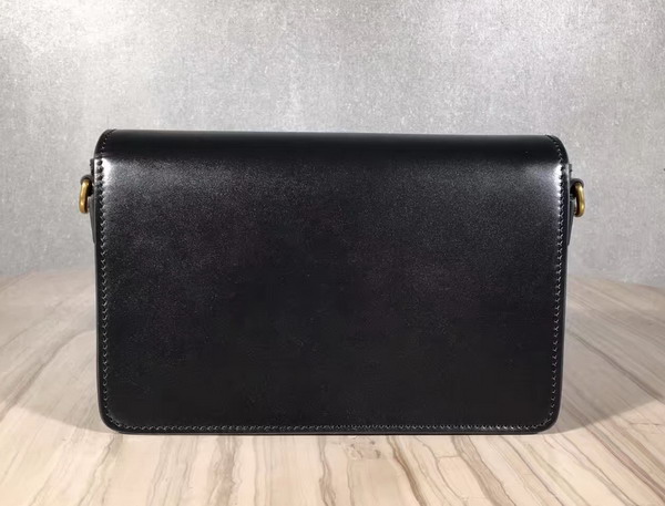 Dior Flap Bag with Slot Handclasp in Black Calfskin Aged Gold Tone Metal For Sale