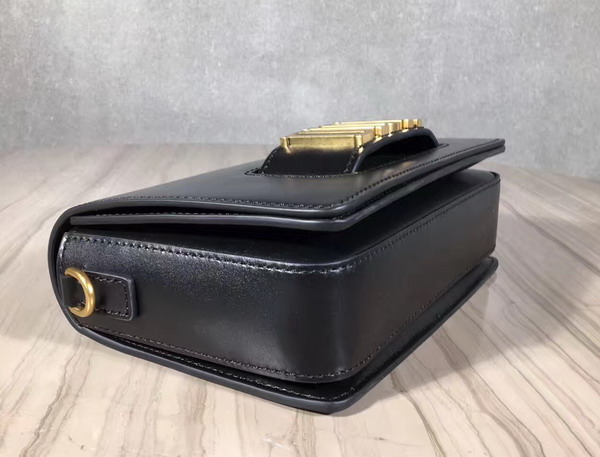Dior Flap Bag with Slot Handclasp in Black Calfskin Aged Gold Tone Metal For Sale