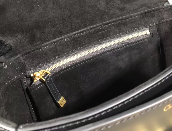 Dior Flap Bag with Slot Handclasp in Black Calfskin Aged Gold Tone Metal For Sale