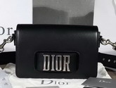 Dior Flap Bag with Slot Handclasp in Black Calfskin Silver Tone Metal For Sale