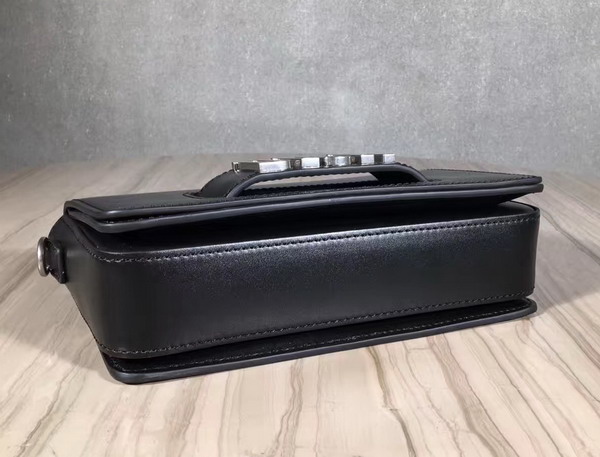 Dior Flap Bag with Slot Handclasp in Black Calfskin Silver Tone Metal For Sale