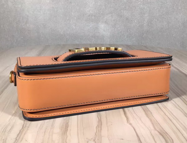 Dior Flap Bag with Slot Handclasp in Light Brown Calfskin Aged Gold Tone Metal For Sale