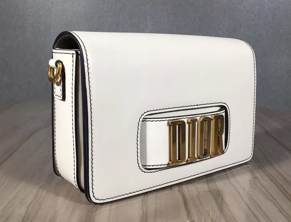 Dior Flap Bag with Slot Handclasp in Off White Calfskin Aged Gold Tone Metal For Sale