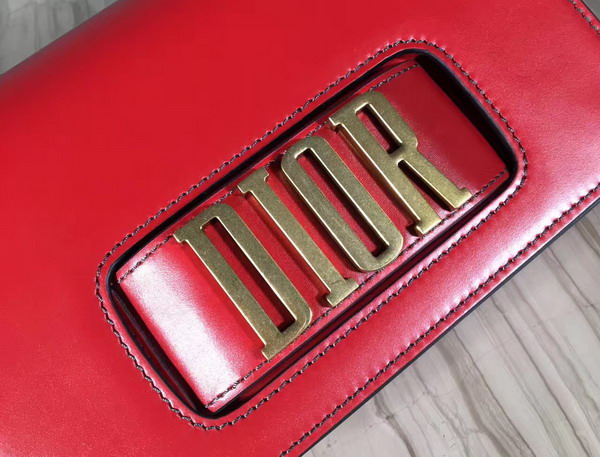 Dior Flap Bag with Slot Handclasp in Red Calfskin Aged Gold Tone Metal For Sale