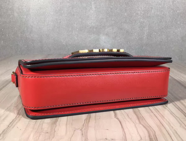 Dior Flap Bag with Slot Handclasp in Red Calfskin Aged Gold Tone Metal For Sale