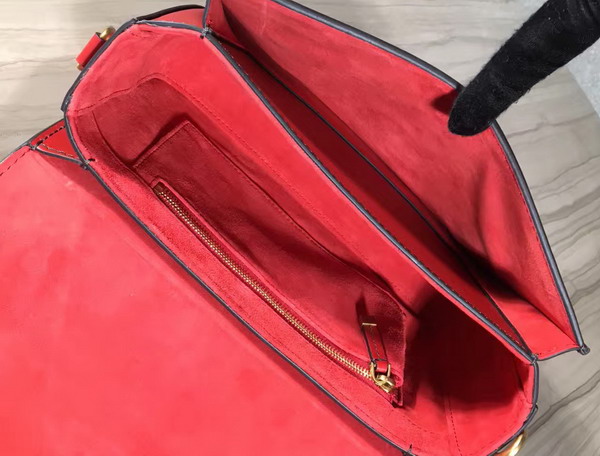Dior Flap Bag with Slot Handclasp in Red Calfskin Aged Gold Tone Metal For Sale