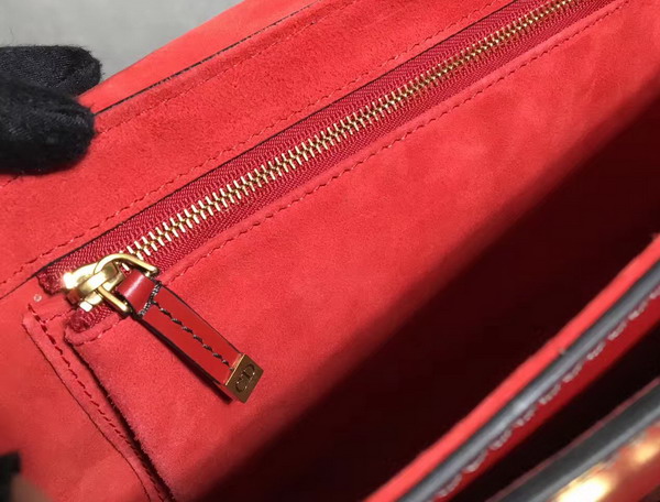 Dior Flap Bag with Slot Handclasp in Red Calfskin Aged Gold Tone Metal For Sale