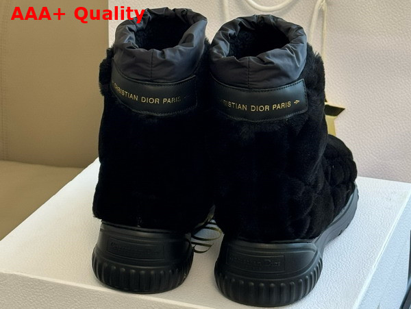 Dior Frost Ankle Boot Black Shearling Embroidered with Cannage Motif Replica