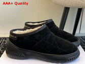 Dior Frost Low Ankle Boot Black Cannage Suede and Ecru Lambskin Shearling Replica