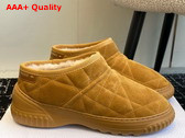 Dior Frost Low Ankle Boot Camel Cannage Suede and Ecru Lambskin Shearling Replica