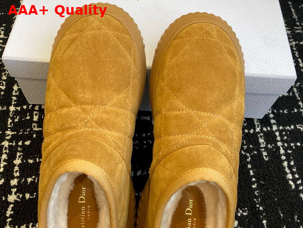 Dior Frost Low Ankle Boot Camel Cannage Suede and Ecru Lambskin Shearling Replica