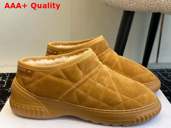 Dior Frost Low Ankle Boot Camel Cannage Suede and Ecru Lambskin Shearling Replica